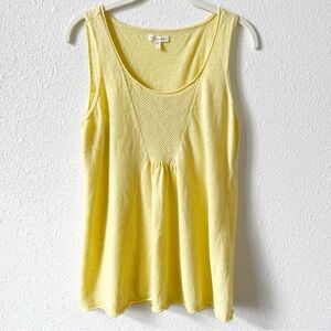 Eileen Fisher 100% Linen Knit Top Butter Yellow Size Medium Coastal Colorful